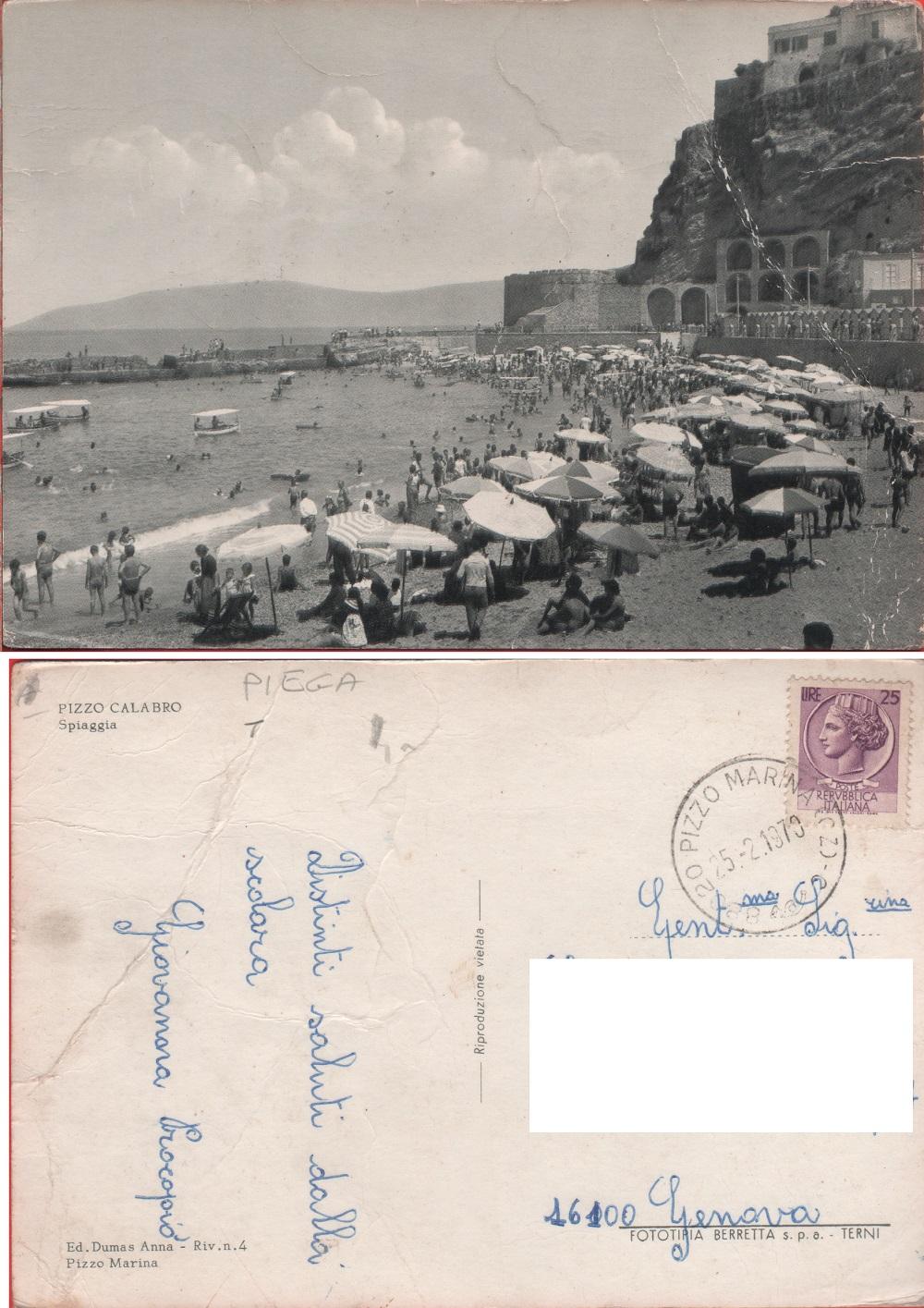 Pizzo Calabro, Spiaggia. Viaggiata 1978