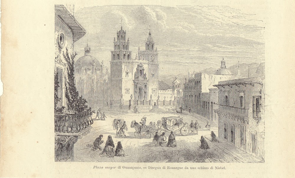 Plaza mayor di Guanajuato (Messico). Illustrazione 1864