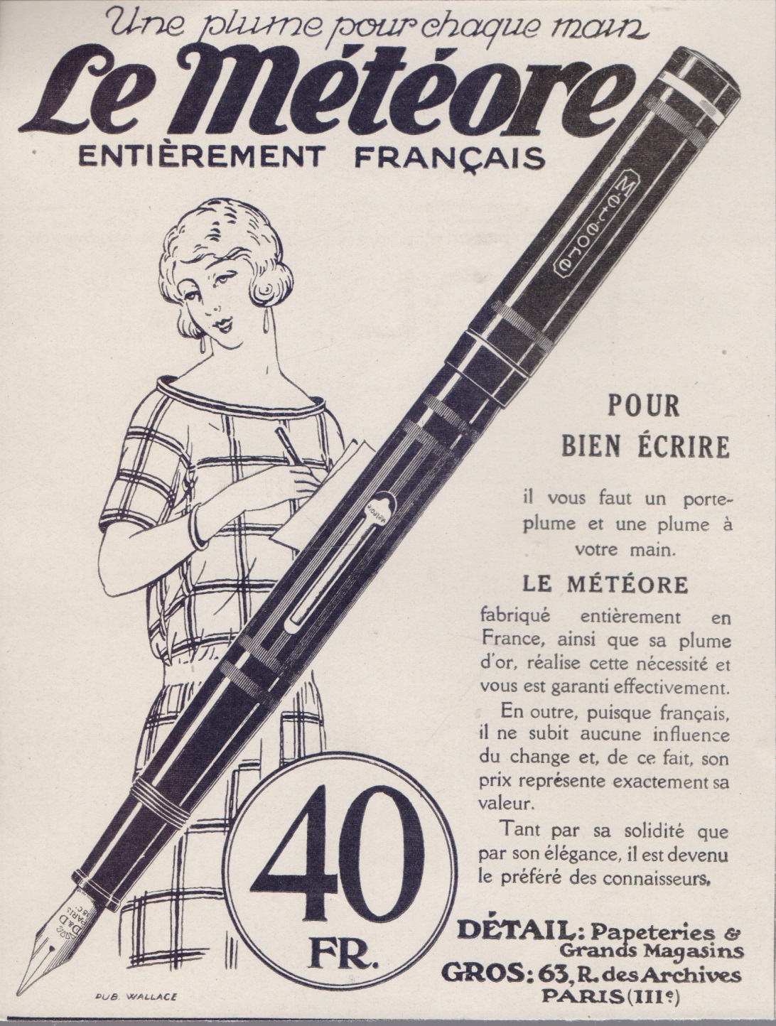 Plume Le Meteore. Advertising 1925