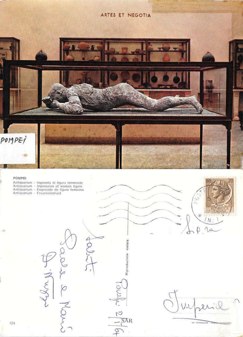 Pompei. Antiquarium. Impronta di figura femminile. Viaggiata 1964