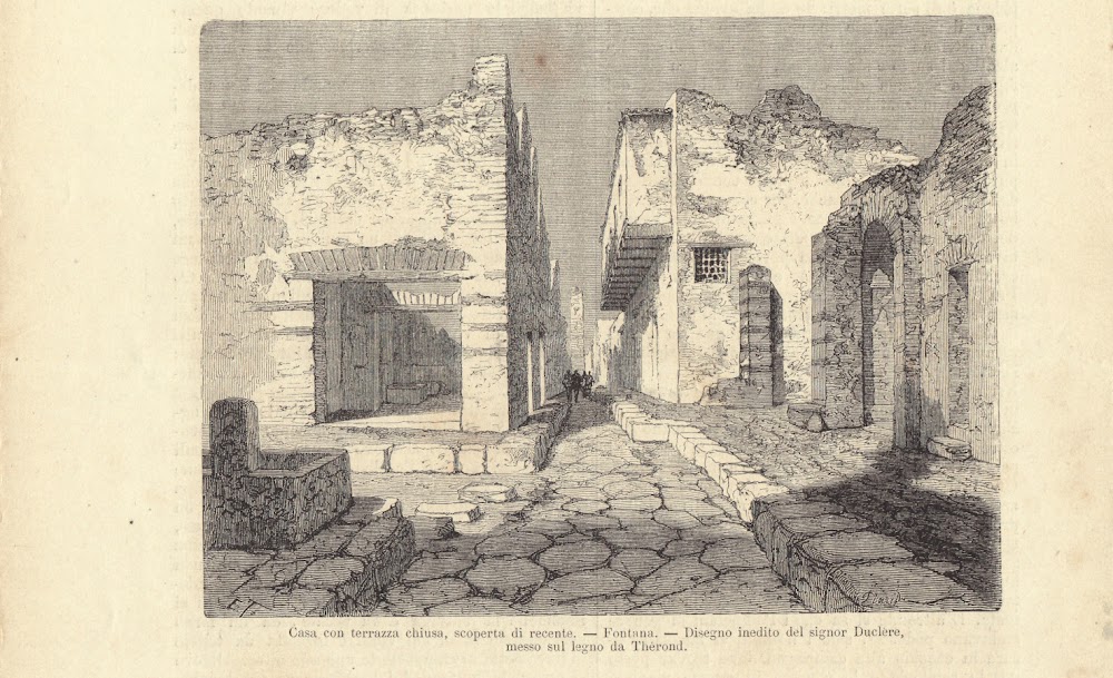 Pompei. Casa con terrazza chiusa. Fontana. Illustrazione 1864