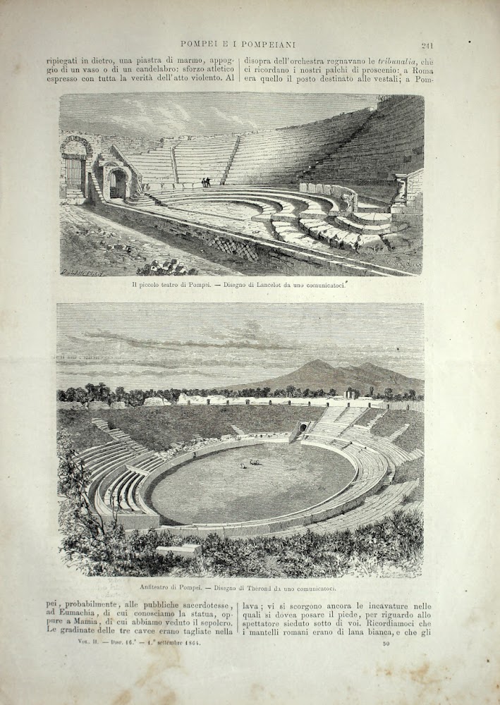 Pompei: Il piccolo teatro; Anfiteatro. Stampa 1864