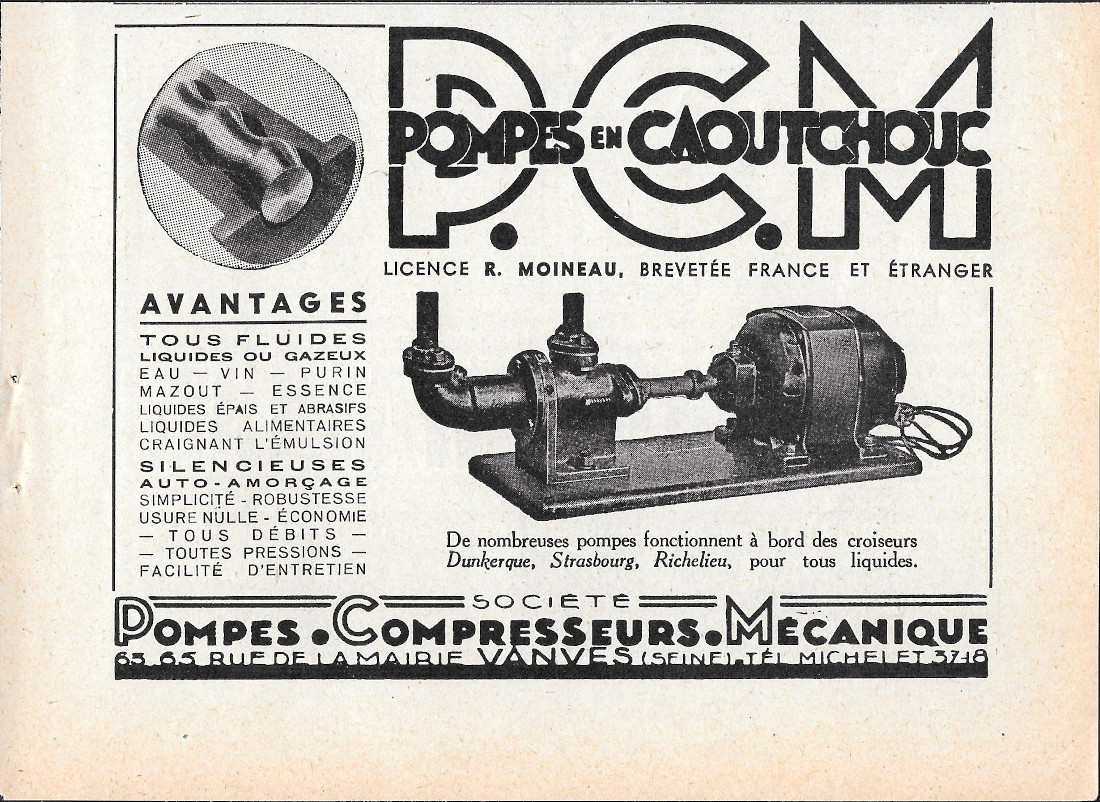 Pompes en Caoutchouc PCM - Advertising 1939