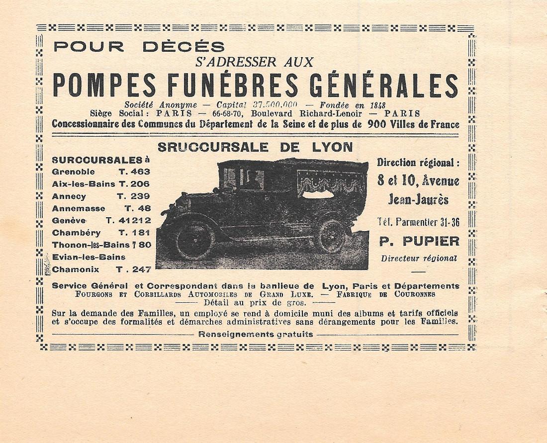 Pompes funébres générales. Pubblicita 1932