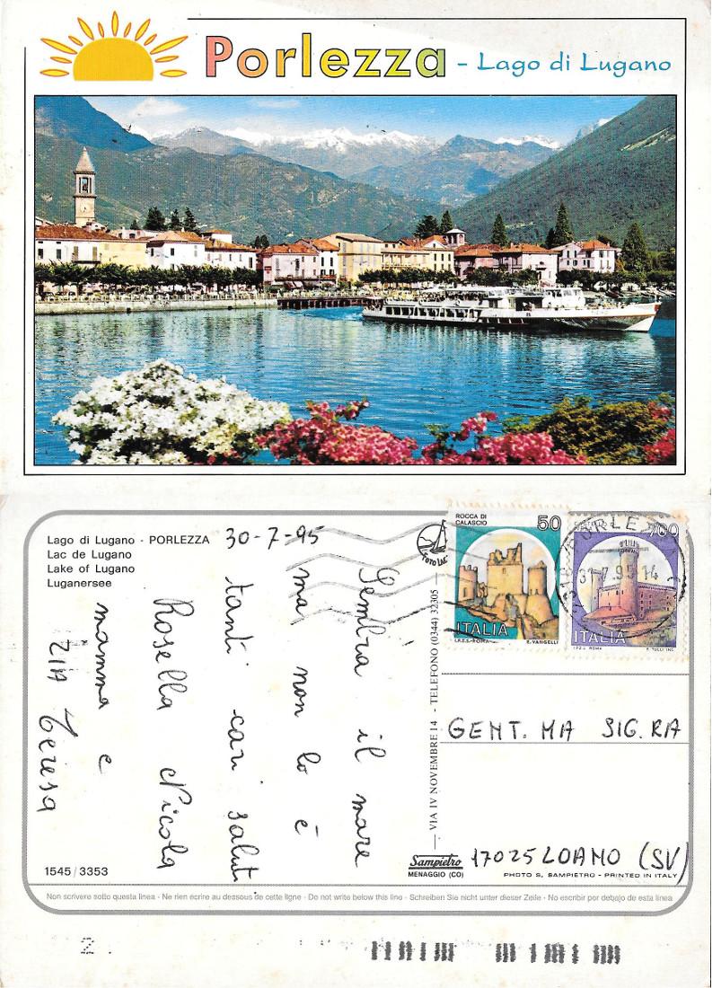 Porlezza. Lago di Lugano. Viaggiata 1995