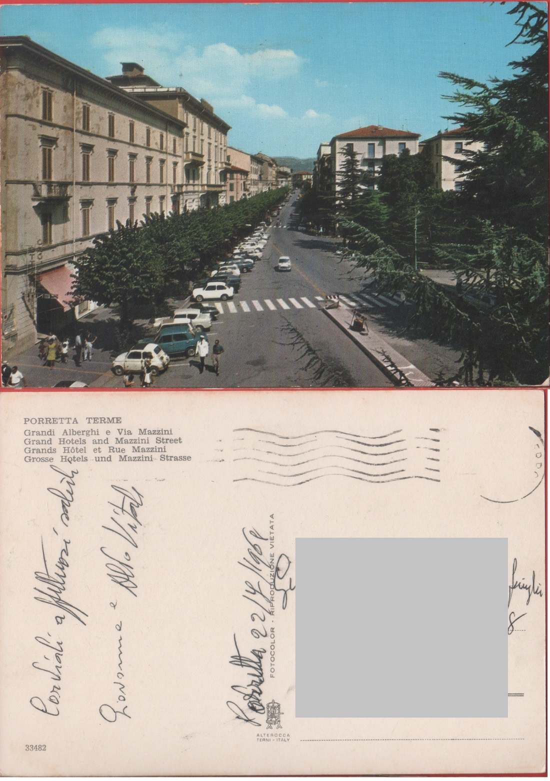 Porretta Terme (BO). Grandi alberghi e via Mazzini. Viaggiata 1968