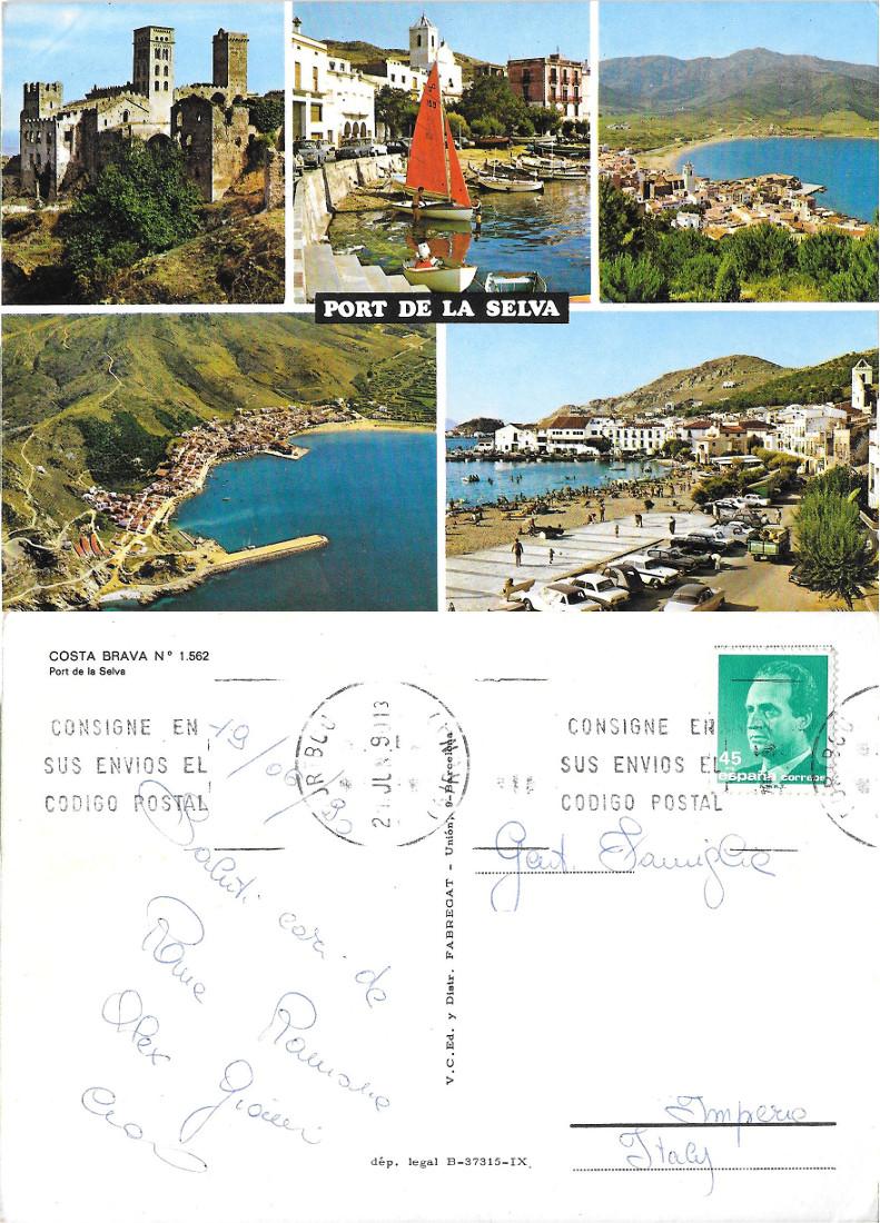 Port de la Selva (Costa Brava). Viaggiata 1990