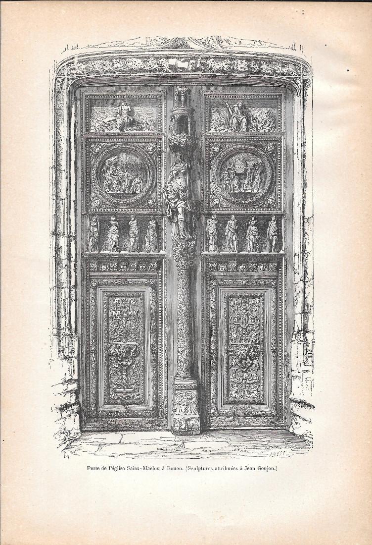 Porte de l'eglise Saint Maclou a Ruen. Stampa 1888