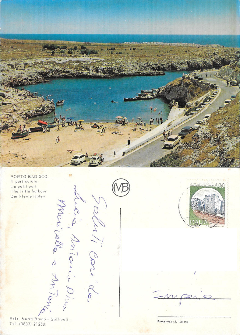 Porto Badisco (LE). Il porticciolo. Viaggiata