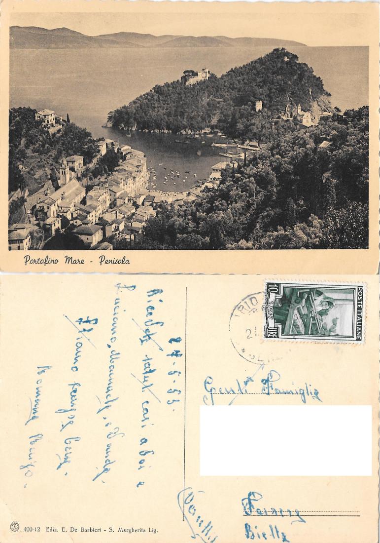 Portofino Mare. Penisola. Viaggiata 1953