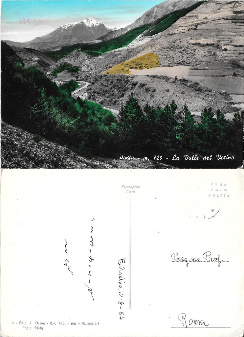 Posta. La Valle del Velino. Viaggiata 1964