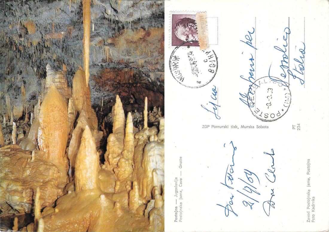 Postojna Cave. Jugoslavia. Viaggiata 1969