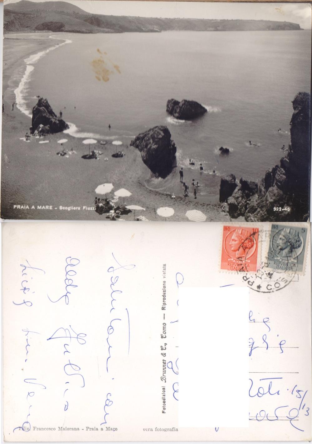 Praia a Mare. Scogliera Fiuzzi. Viaggiata 1964