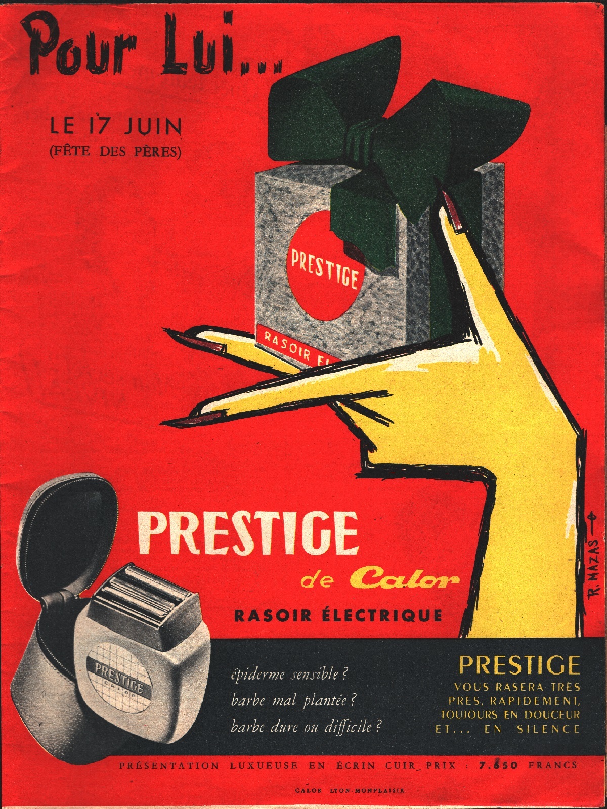 Prestige de Calor rasoir electrique. Advertising 1956