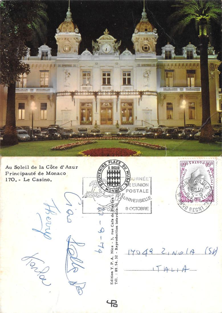 Principaute de Monaco. Le Casino. Viaggiata 1974