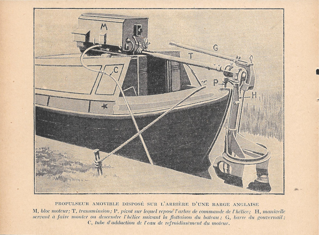 Propulseur amovible disposé sur l'arrière d'une barge anglaise - Immagine …