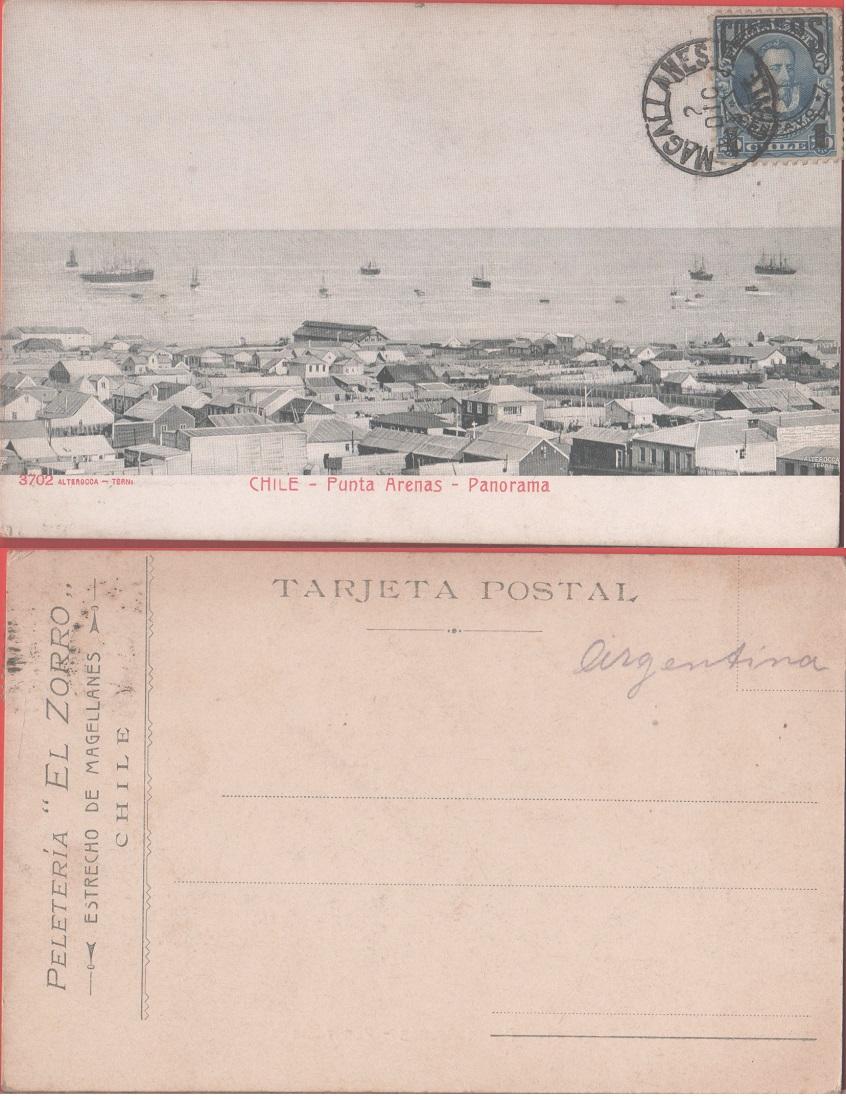 Punta Arenas (Cile). Panorama . Viaggiata 1905