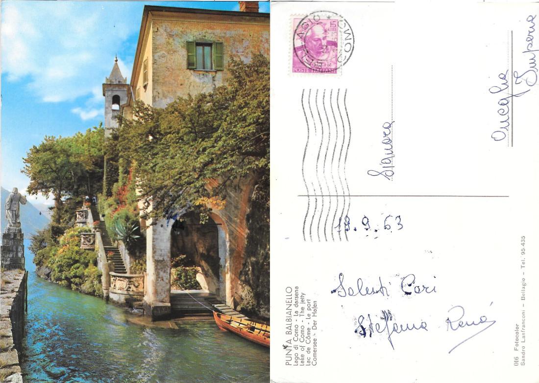 Punta Balbianello (CO). La darsena. Viaggiata 1963