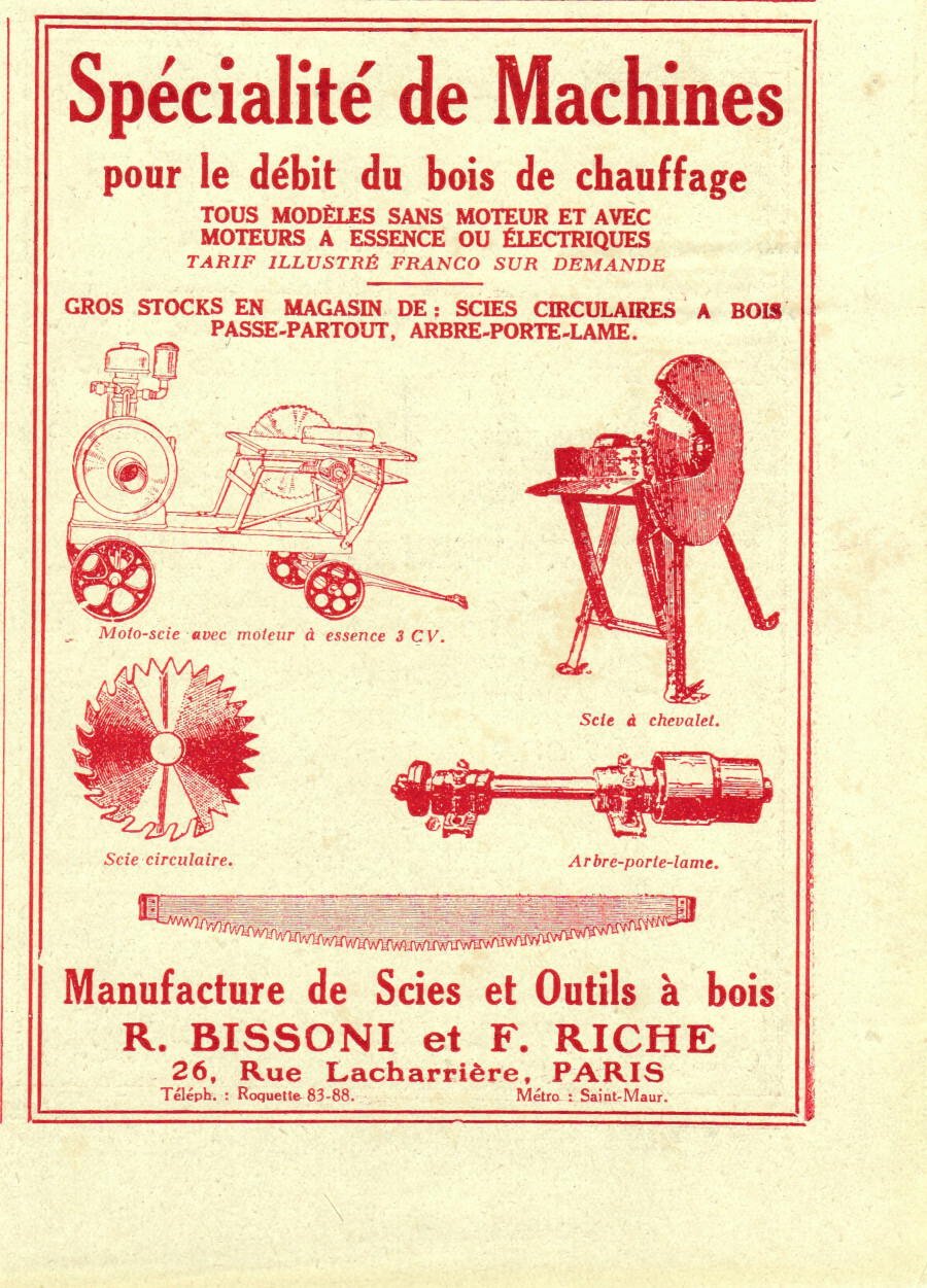 R. Bissoni et F. Riche. Manufacture des scies et outils …