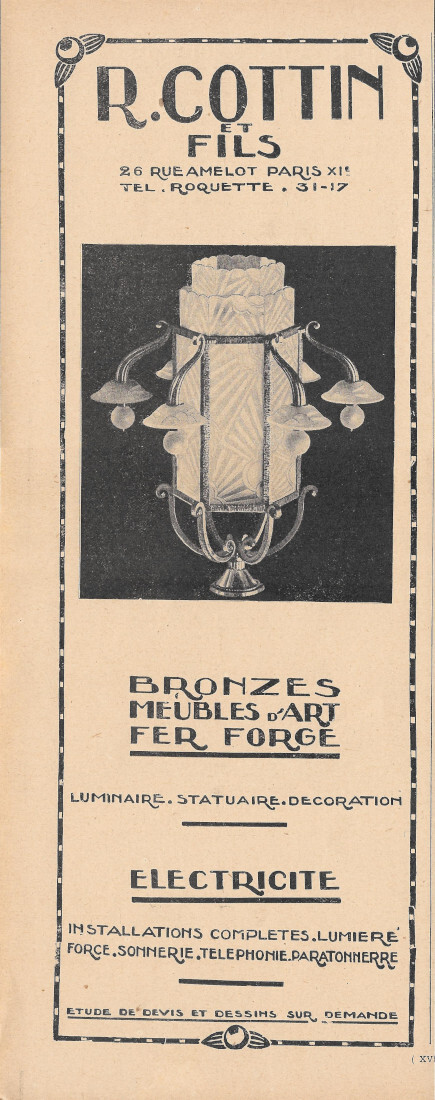 R. Cottin Paris. Bronzes, meubles d'art, fer forge - Advertising …