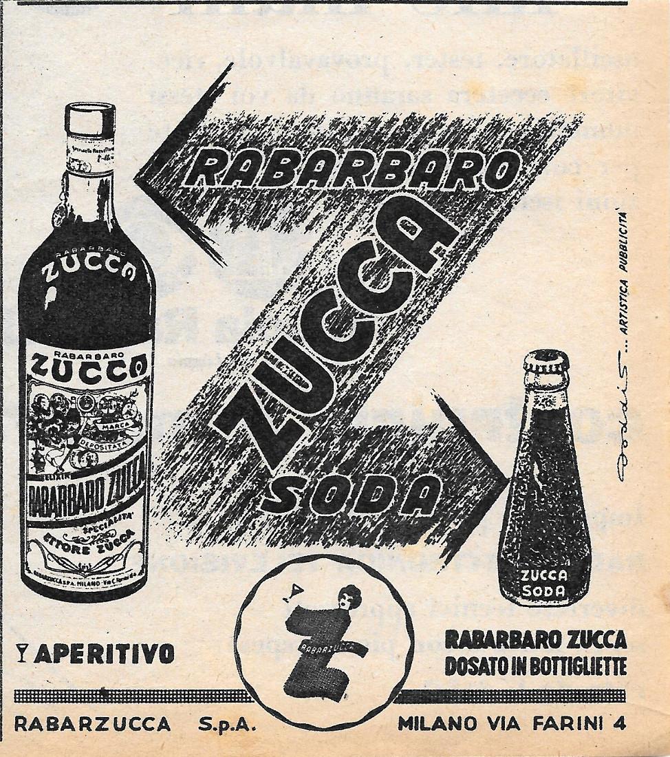 Rabarbaro e soda Zucca. Advertising 1956