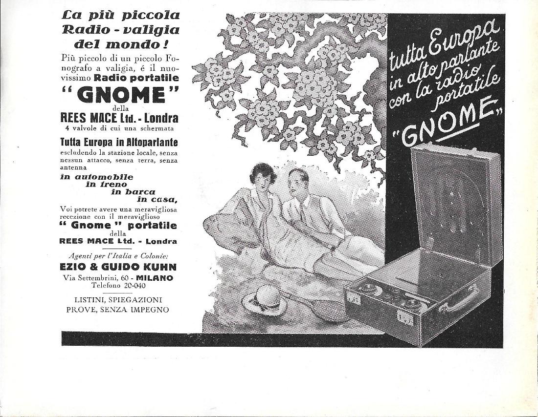 Radio portatile Gnome. Stampa 1930