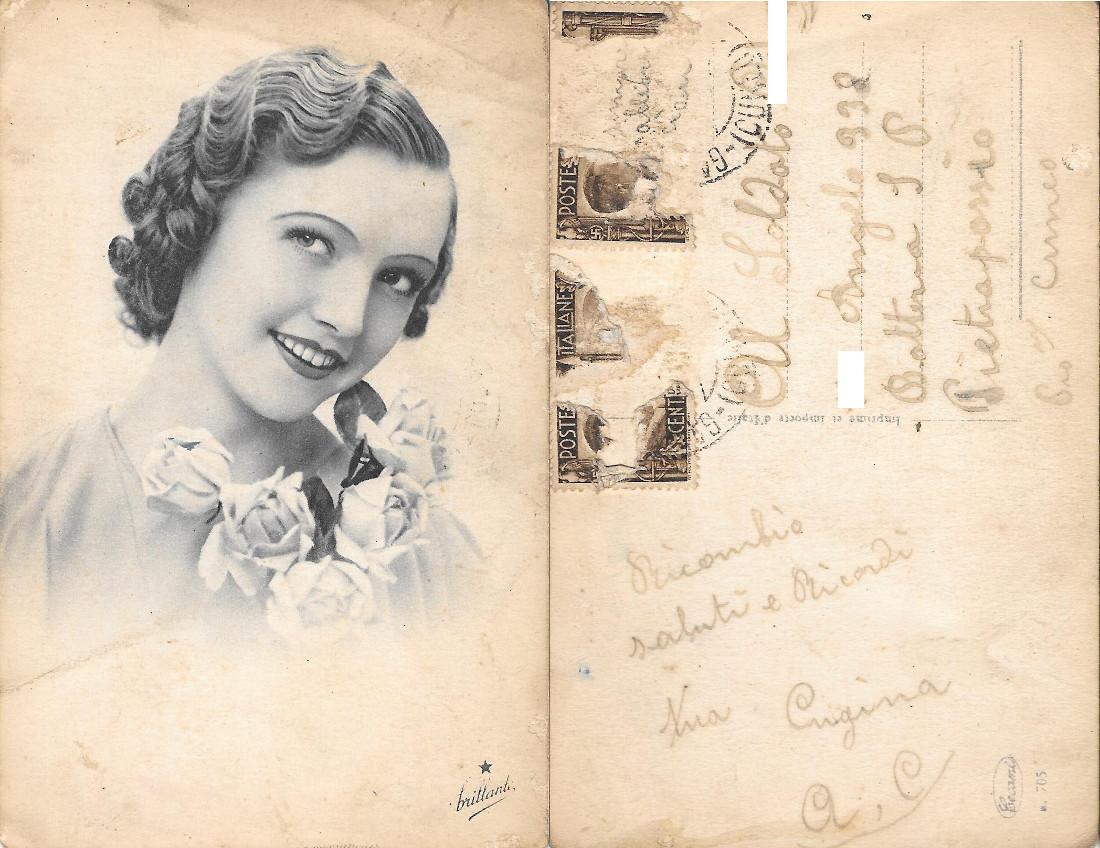 Ragazza con rose. Ed. Cecami. Viaggiata