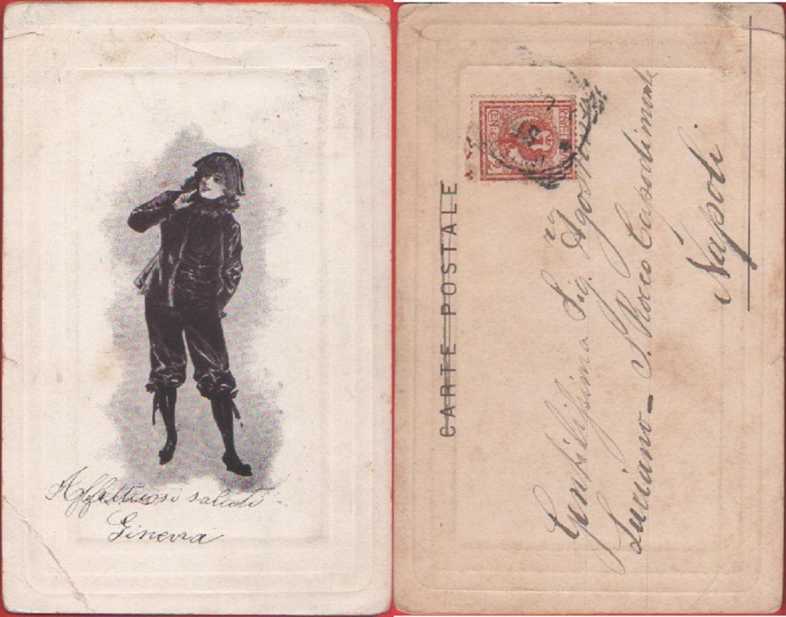 Ragazza in maschera. Viaggiata 1908