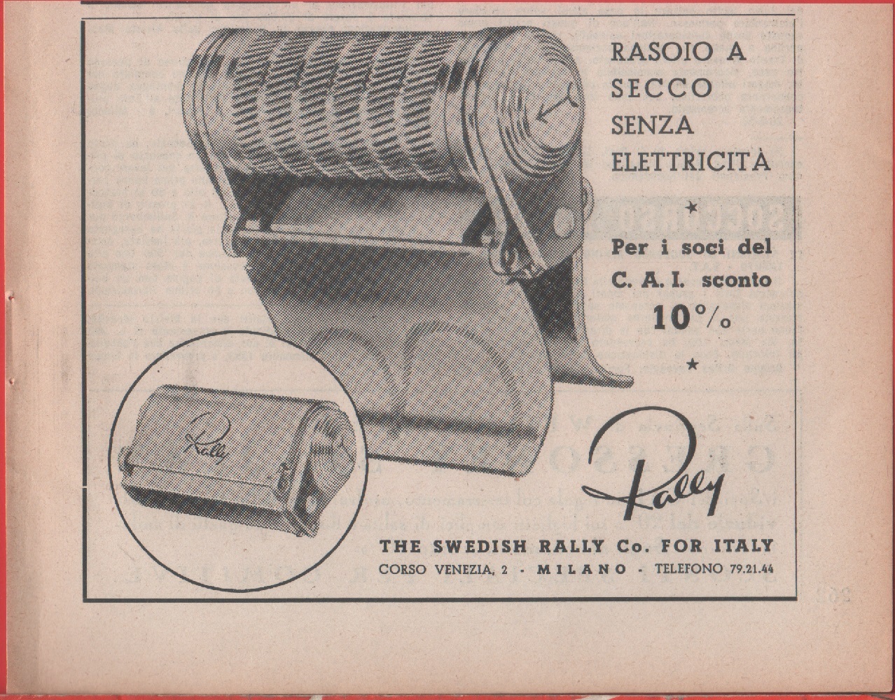 Rally. Rasoio a secco senza elettricità - Advertising 1953