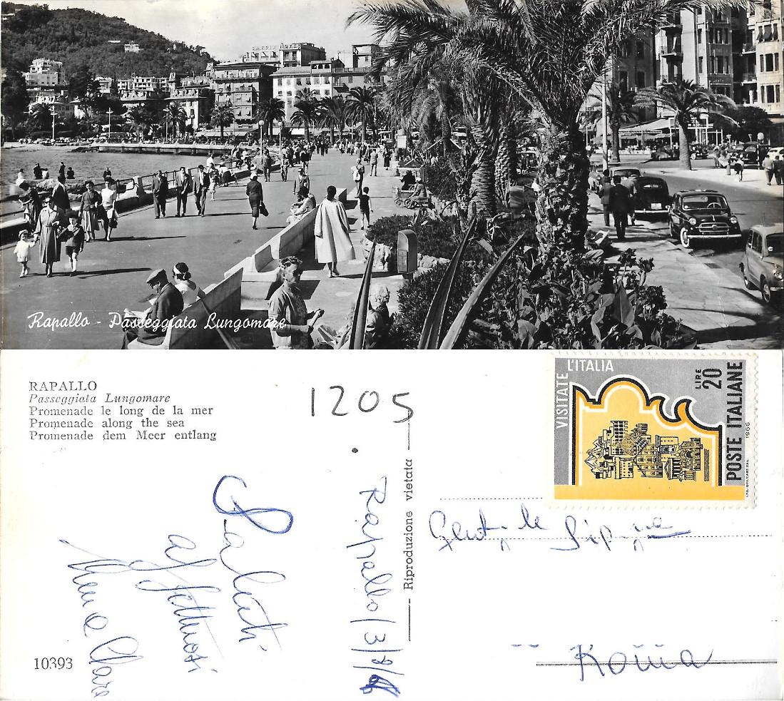 Rapallo. Passeggiata Lungomare. Viaggiata 1966