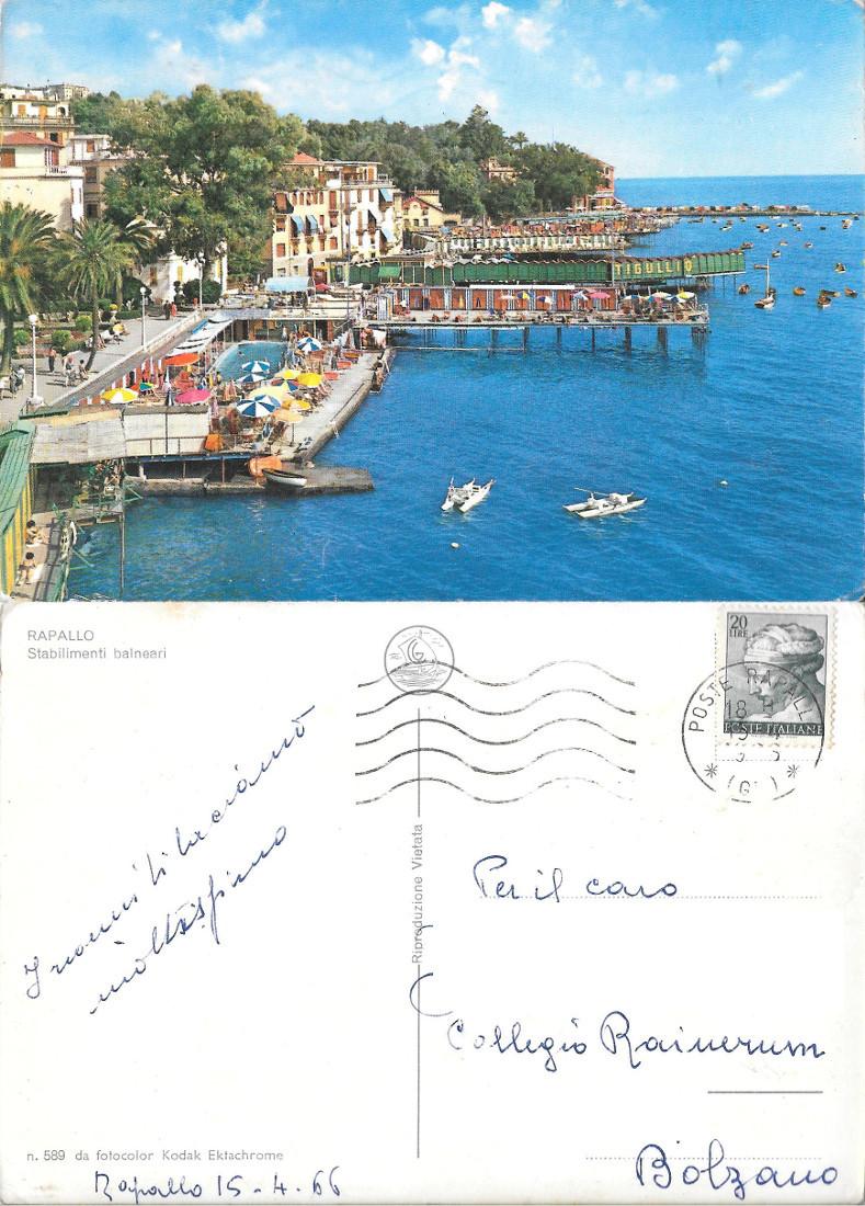 Rapallo. Stabilimenti balneari. Viaggiata 1966