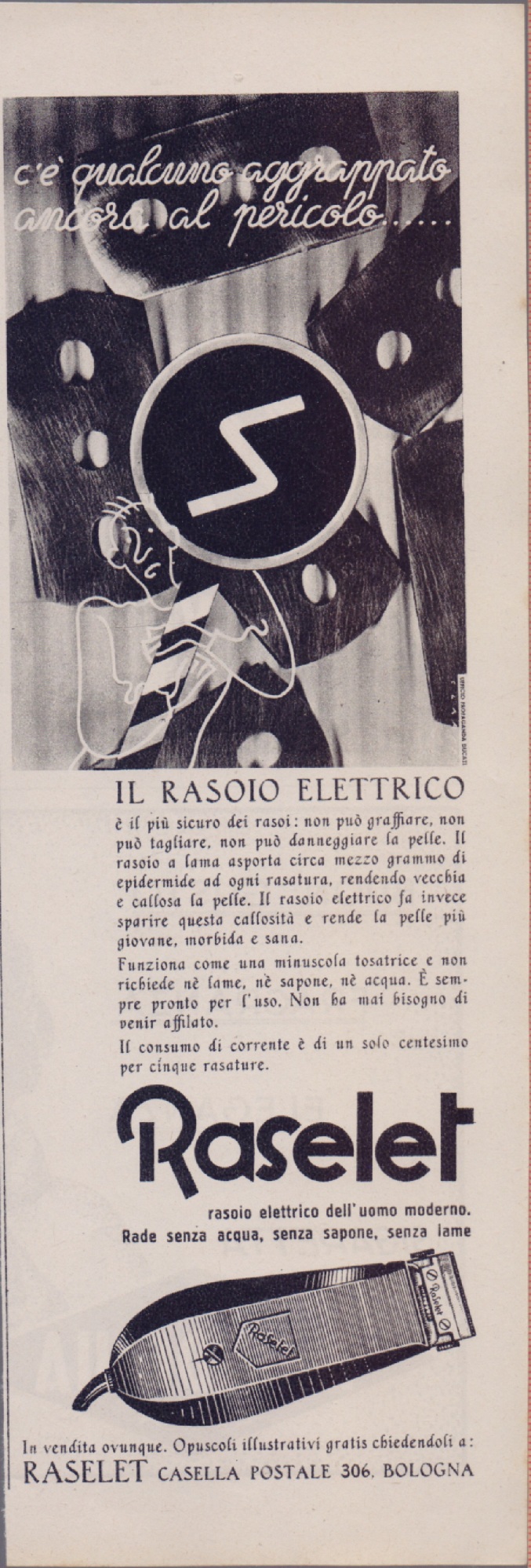 Raselet rasoio elettrico. Advertising 1938
