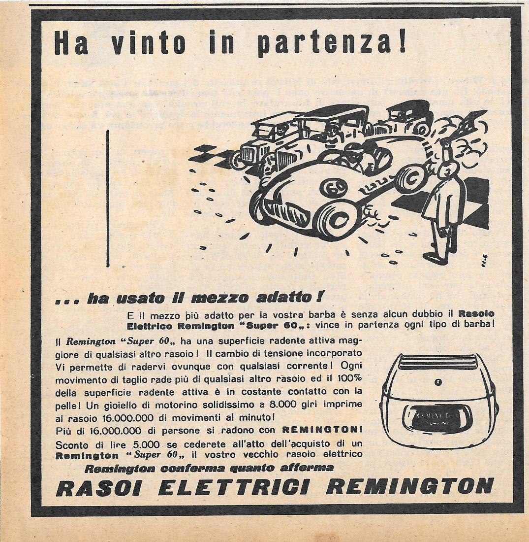 Rasoi elettrici Remington. Hai vinto in partenza. Advertising 1956
