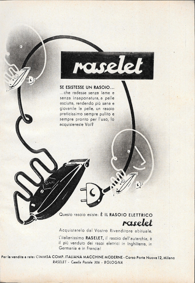 Rasoio elettrico Raselet - Advertising 1939