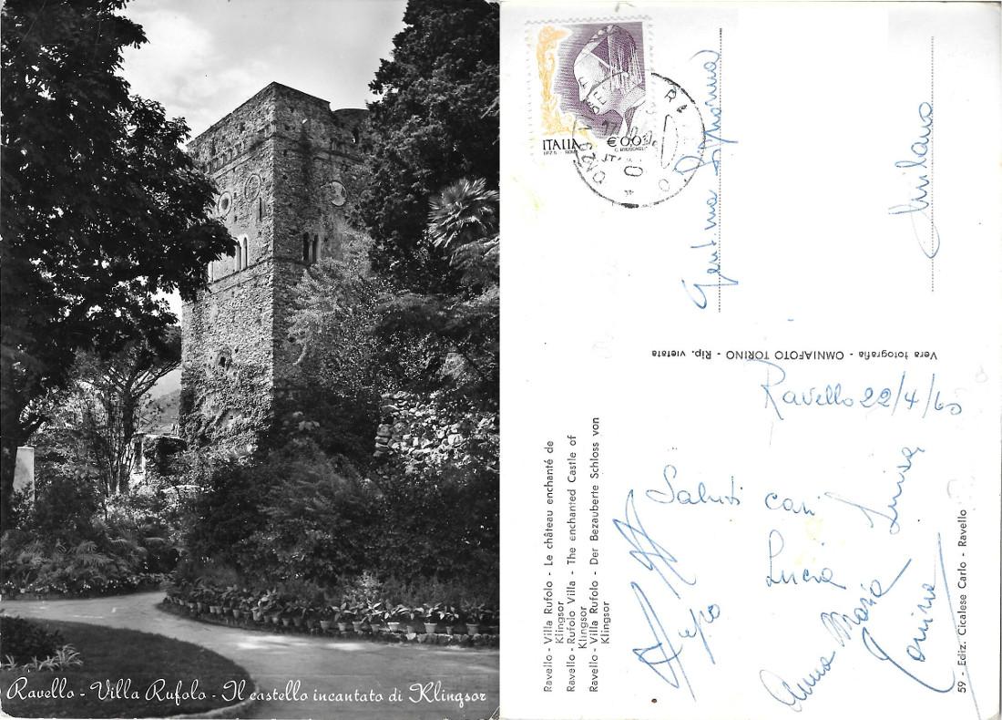 Ravello. Villa Ruffolo. Il castello incantato di Klingsor. Viaggiata 1960