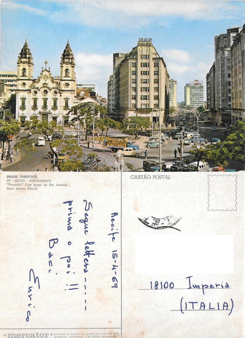 Recife (BRA). Procinha com Ingreja de Sto. Antonio. Viaggiata 1969