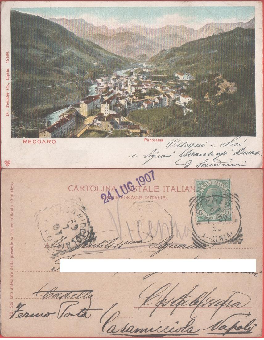Recoaro. Panorama. Viaggiata 1907. Colorata