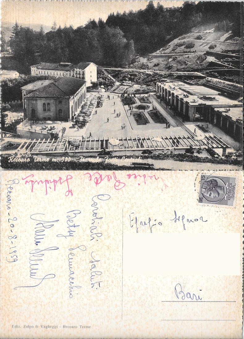 Recoaro Terme. Piazzale Fonti Centrali. Viaggiata 1959