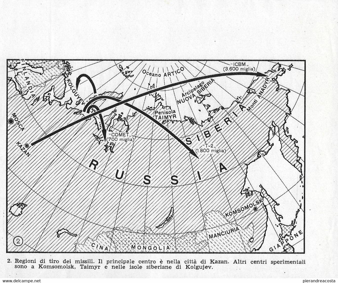Regioni di tiro dei missili. Il principale centro è a …