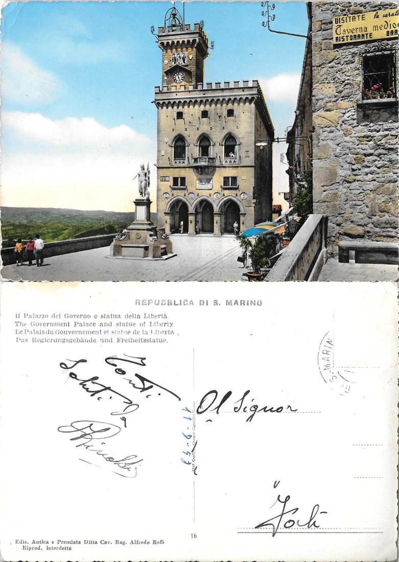 Repubblica di S. Marino. Palazzo del Governo e Statua della …