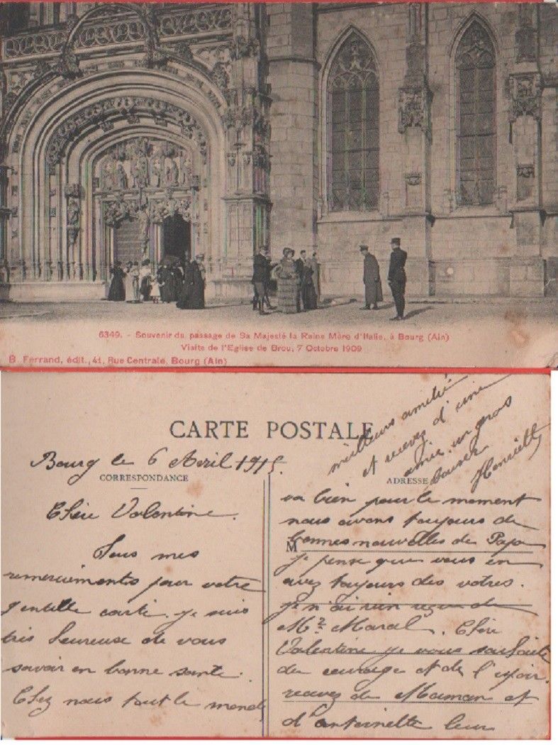 Ricordo della visita di Margherita di Savoia a Bourg. Datata …