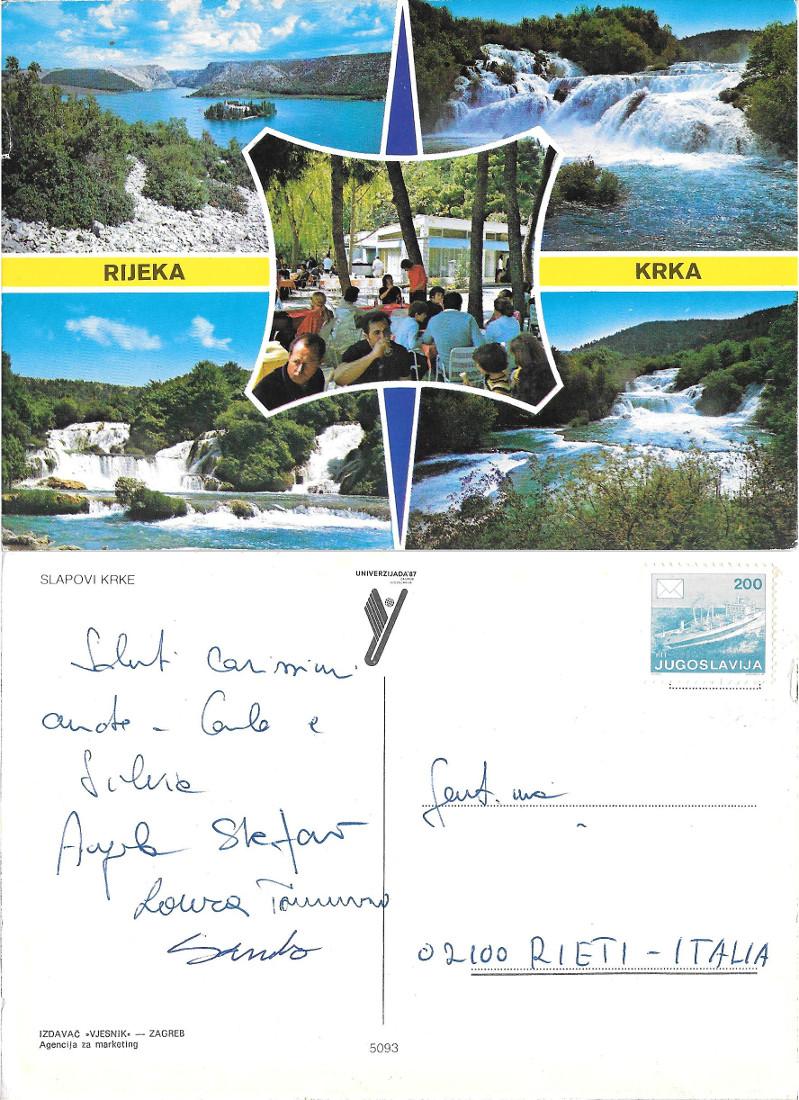 Rijeka - Krka. Slapovi Krke. Scritta e affrancata non viaggiata