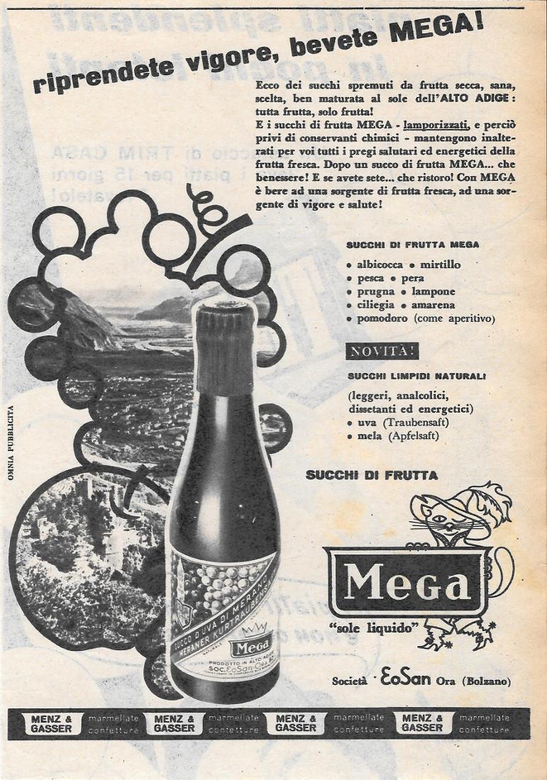 Riprendete vigore bevete Mega succhi di frutta. Advertising 1956