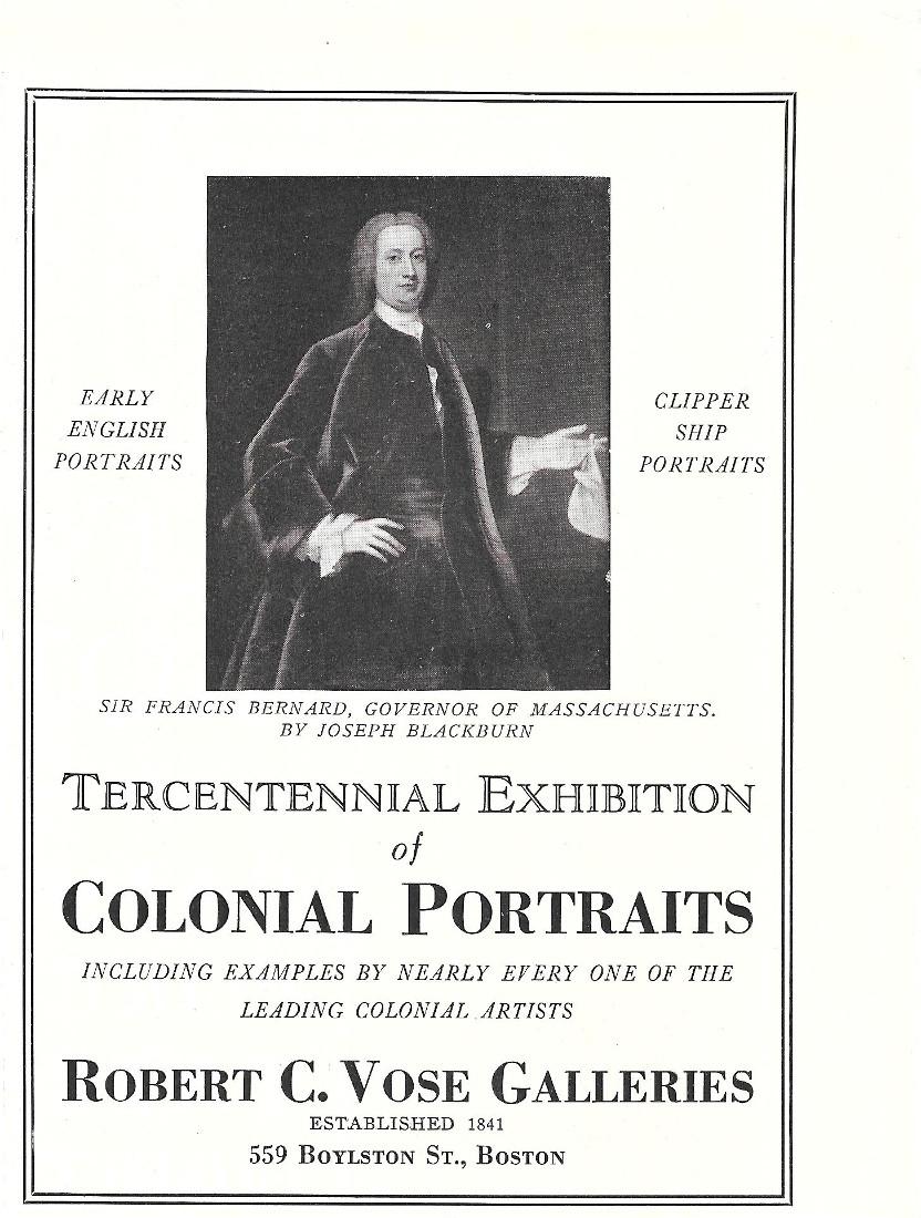 Robert C. Vose, Boston. Colonial Portraits. Pubblicita 1930