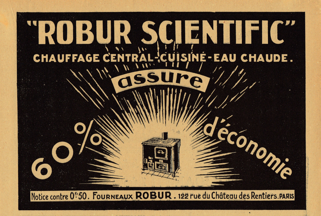 Robur Scientifica chauffage central, cuisine, eau chaude. Advertising 1927