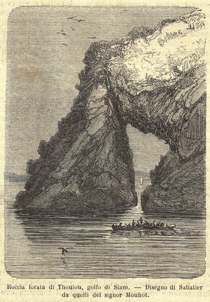 Roccia forata di Thoulou, golfo di Siam. Stampa 1863.