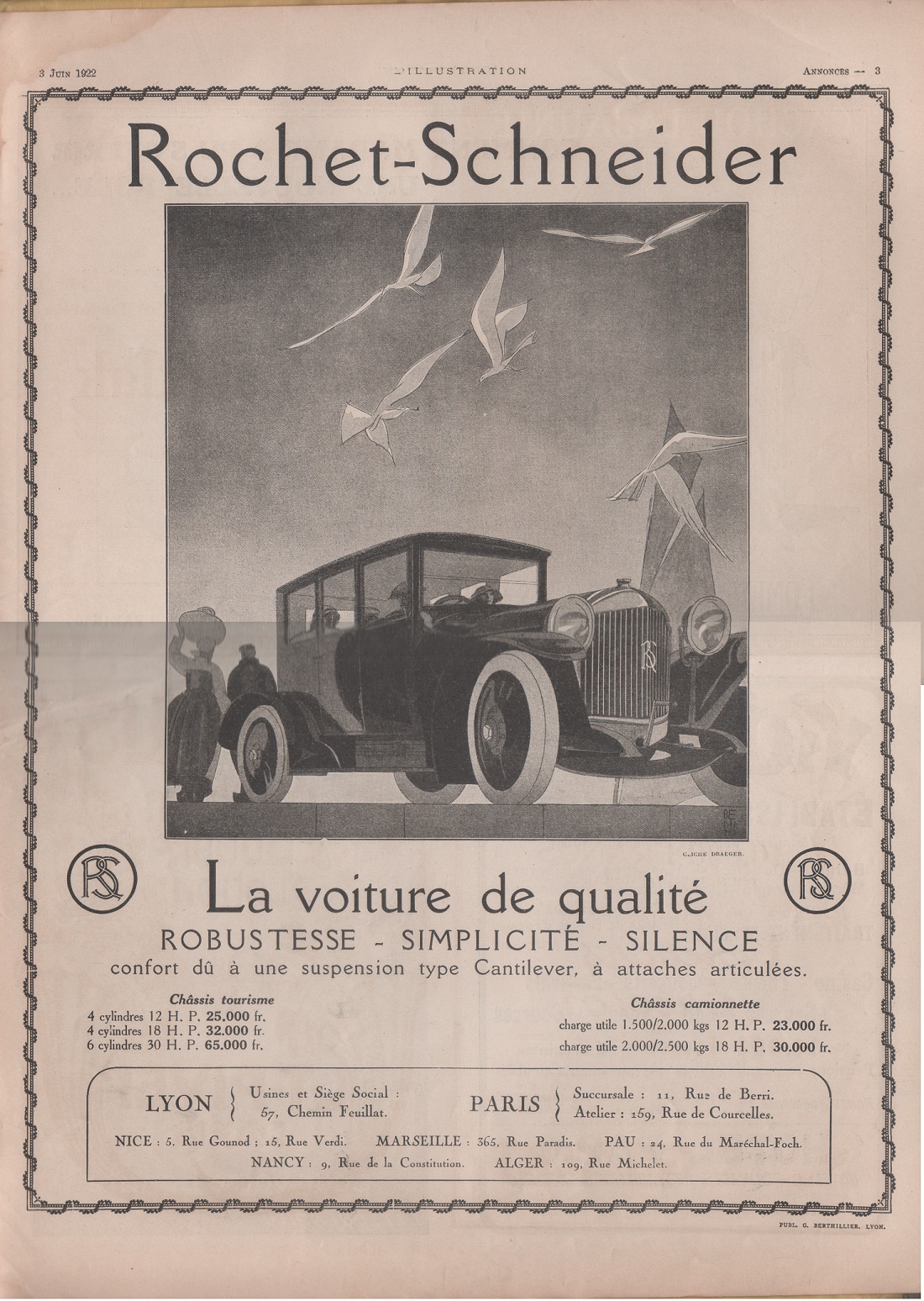 Rochet Schneider, la voiture de qualite. Advertising 1922