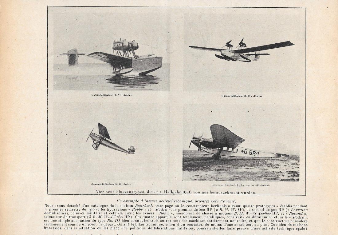 Rohrbach: Robbe, Rodra, Rofix, Roland. Stampa 1927