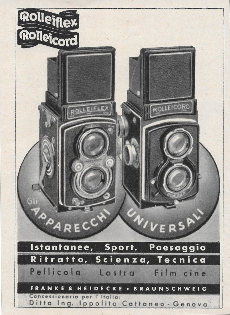 Rolleiflex Rolleicord. Gli apparecchi universali - Advertising 1940
