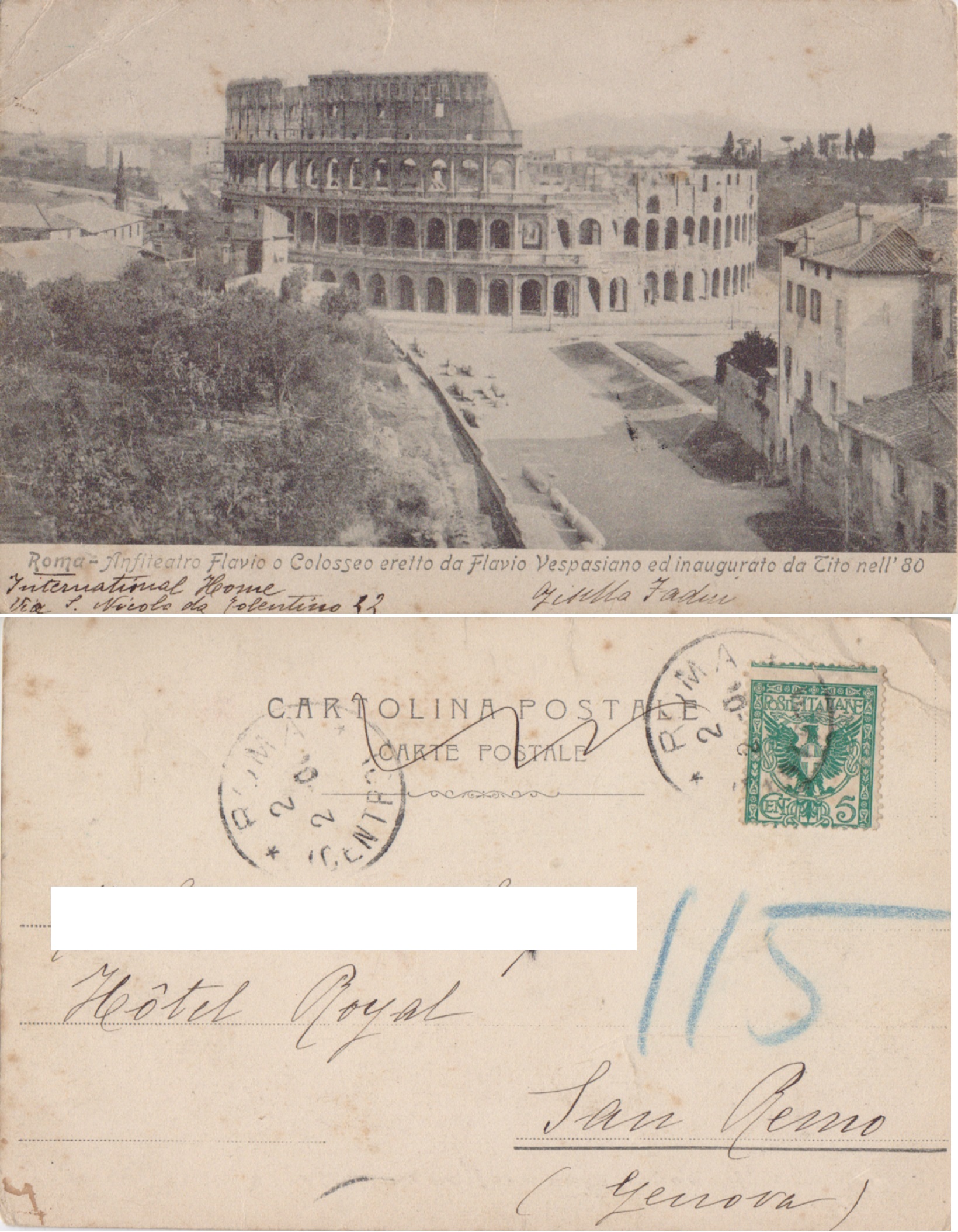 Roma. Anfiteatro Flavio O Colosseo eretto.... - Viaggiata 1906
